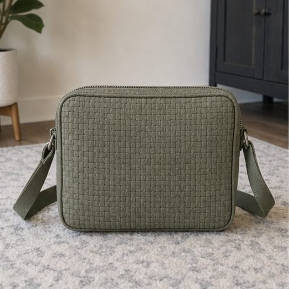 Olive Woven Crossbody Bag
